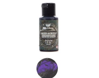 May include: A small bottle of purple liquid acrylic paint with a black label that says "art alchemy LIQUID ACRYLIC ACRYLIQUE FLUIDE LIQUIDO DE ACRÍLICO Purple 1 fl oz. (30 ml)"