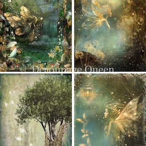 Decoupage Queen Rice Paper - Enchanted Four Pack - Furniture Upcycling - Decor - Decoupage Crafts - Mixed Media - Card Making - Furniture