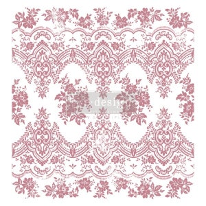 May include: A pink and white floral pattern with a lace design. The pattern is repeated throughout the image.