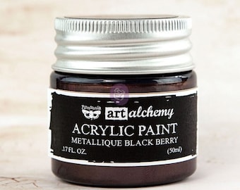 Metallique Blackberry - Art Alchemy Acrylic Paint - Finnabair - ReDesign With Prima - Mixed Media Art - Flipping Fabulous Salina