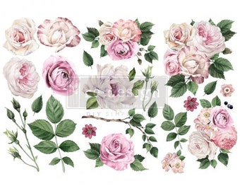 Delicate Roses Rub On Transfer - ReDesign With Prima - Furniture Upcycling - DIY Decor - Flipping Fabulous Salina