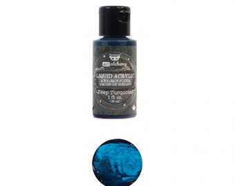 Liquid Acrylic Paint – Deep Turquoise - Art Alchemy - Finnabair - ReDesign With Prima - Mixed Media Art - Flipping Fabulous Salina