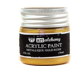 Metallique Gold Rush - Art Alchemy Acrylic Paint - Finnabair - ReDesign With Prima - Mixed Media Art - Flipping Fabulous Salina