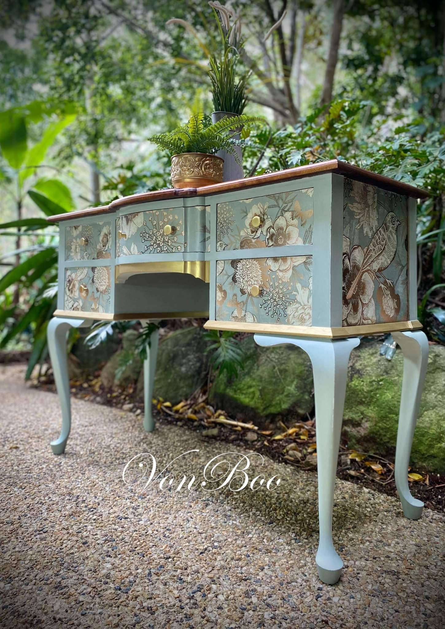 Foil Birds Decoupage Paper Mint by Michelle Free Shipping Etsy