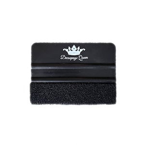 May include: Black squeegee with a black microfiber edge and a white crown logo with the text "Decoupage Queen".