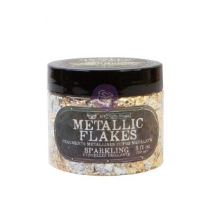 May include: A jar of metallic flakes for crafting. The jar is labeled "Metallic Flakes Sparkling" and contains 5 fl. oz (150 ml) of gold and silver flakes.