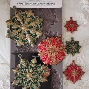 Frosted Snowflake Wonders – 1 pc, 5″x10″x8mm– Silicone Mold -Redesign Prima -Resin, Epoxy, Clay,Baking,Moulds,Crafts, Ornaments, Decor Mould