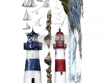Lighthouse Rub On Transfer - ReDesign With Prima - Furniture Upcycling - DIY Decor - Flipping Fabulous Salina