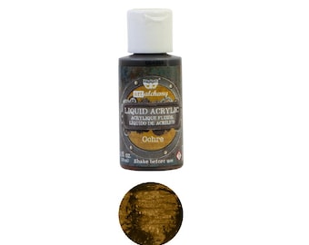 Liquid Acrylic Paint – Ochre - Art Alchemy - Finnabair - ReDesign With Prima - Mixed Media Art - Flipping Fabulous Salina