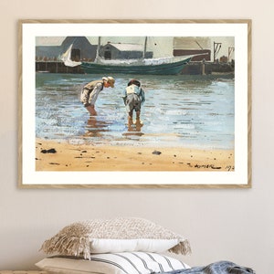 Framed Print | Boys Wading | Winslow Homer | Exhibition Poster | Seascape | Costal Art | Wall Décor | Gift Idea | Art Print | Home Accessory