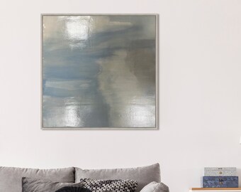 Framed Original Canvas | Ice Breaker I by Roberts | Original Artwork | Abstract Canvas | Blue and White | Home Décor | Wall Art