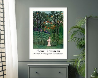 Framed Print | Woman Walking in an Exotic Forest | Henri Rousseau | Exhibition Poster | Impressionism | Wall Décor | Home Accessories