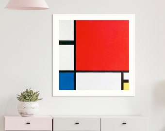 Framed Print | Composition with Red, Blue, and Yellow | Piet Mondrian | Exhibition Poster | Abstract | Wall Décor | Gift Idea | Art Print