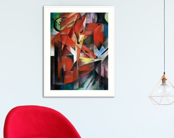 Inramat tryck | Rävarna | Franz Marc-tryck | Expressionism | Utställningsaffisch | Väggdekor | Konsttryck | Hemtillbehör | Presentidé