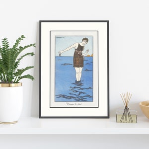 Estampado enmarcado / Estampado Barbier / Impresión Art Deco / Estampado junto al mar / Estampado de arte / Estampado de moda / Decoración de pared / Accesorios para el hogar / Idea de regalo