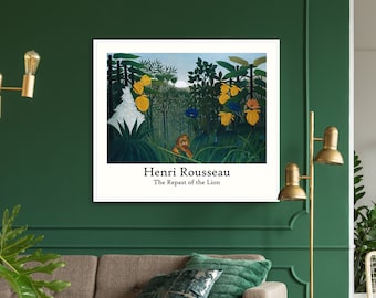 Ingelijste print | De Repast van de Leeuw | Henri Rousseau | Tentoonstelling Poster | Impressionisme | Wanddecoratie | Woonaccessoires | Cadeau-idee