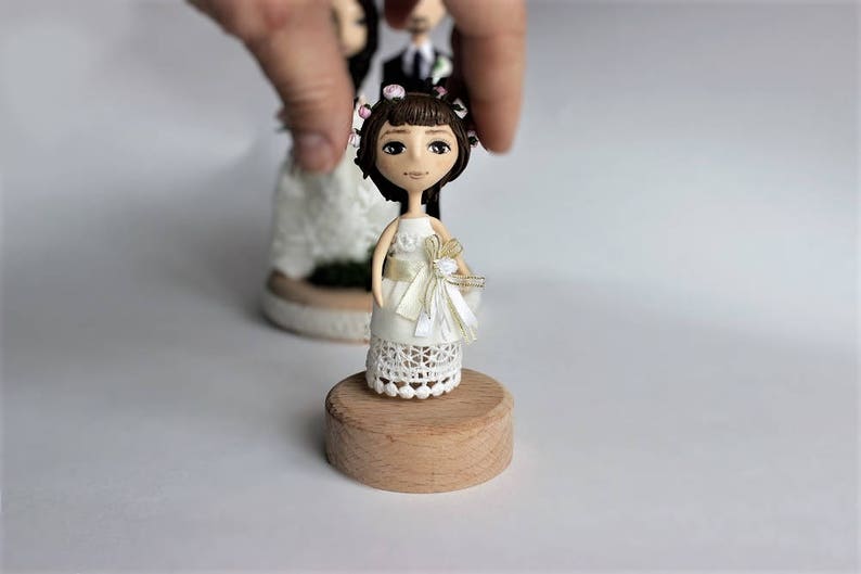 Birthday Little Girl cake topper and Christening Baptism personalised polymer clay ornament and keepsake Personalized doll Clay Cake Topper