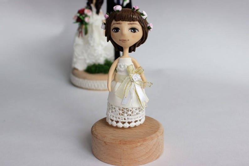 Birthday Little Girl cake topper and Christening Baptism personalised polymer clay ornament and keepsake Personalized doll Clay Cake Topper