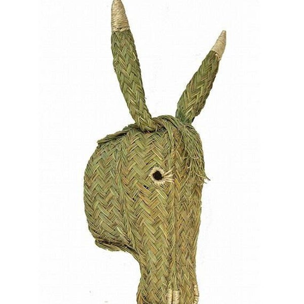 Donke head of esparto grass. 45 centimeters. For hang on the wall. Child decoration.