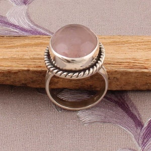 Natural Amazing Rose Quartz AAAQuality Gemstone Ring 925-Sterling Silver Ring,Engagement Ring,Antique Silver Ring,Middle Finger Ring image 1