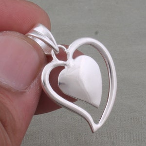 Handmade Sterling Silver Double Heart Pendant Necklace - Minimalist Love Charm