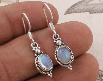 Solid 925-Sterling Solid Silver Earring With Larimar Gemstone Handcrafted Earring Antique Silver Earring Etsy Cyber-2021 Gift For You