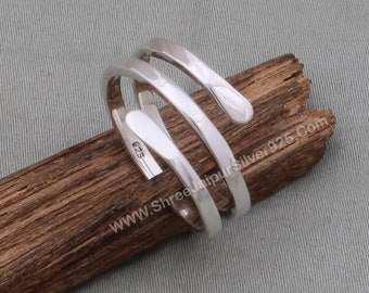 Handmade Spiral Sterling Silver Band Ring - Adjustable Fancy Ring