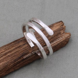 Handmade Spiral Sterling Silver Band Ring - Adjustable Fancy Ring