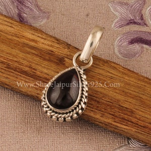 Handmade Red Garnet 925 Sterling Silver Pear Pendant Necklace