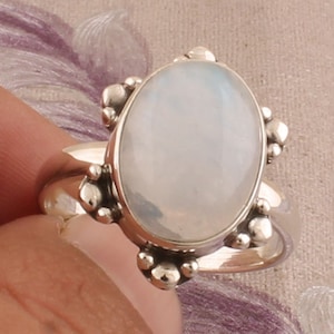 Ring 925  Rainbow Moonstone Ring Sterling Silver Ring,Boho Ring