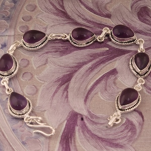 Amethyst Bracelet Amethyst Gemstone Handmade 925 Sterling Silver Bracelet Amethyst Bracelet For Gift Purple Amethyst Bracelet  For Gift Idea