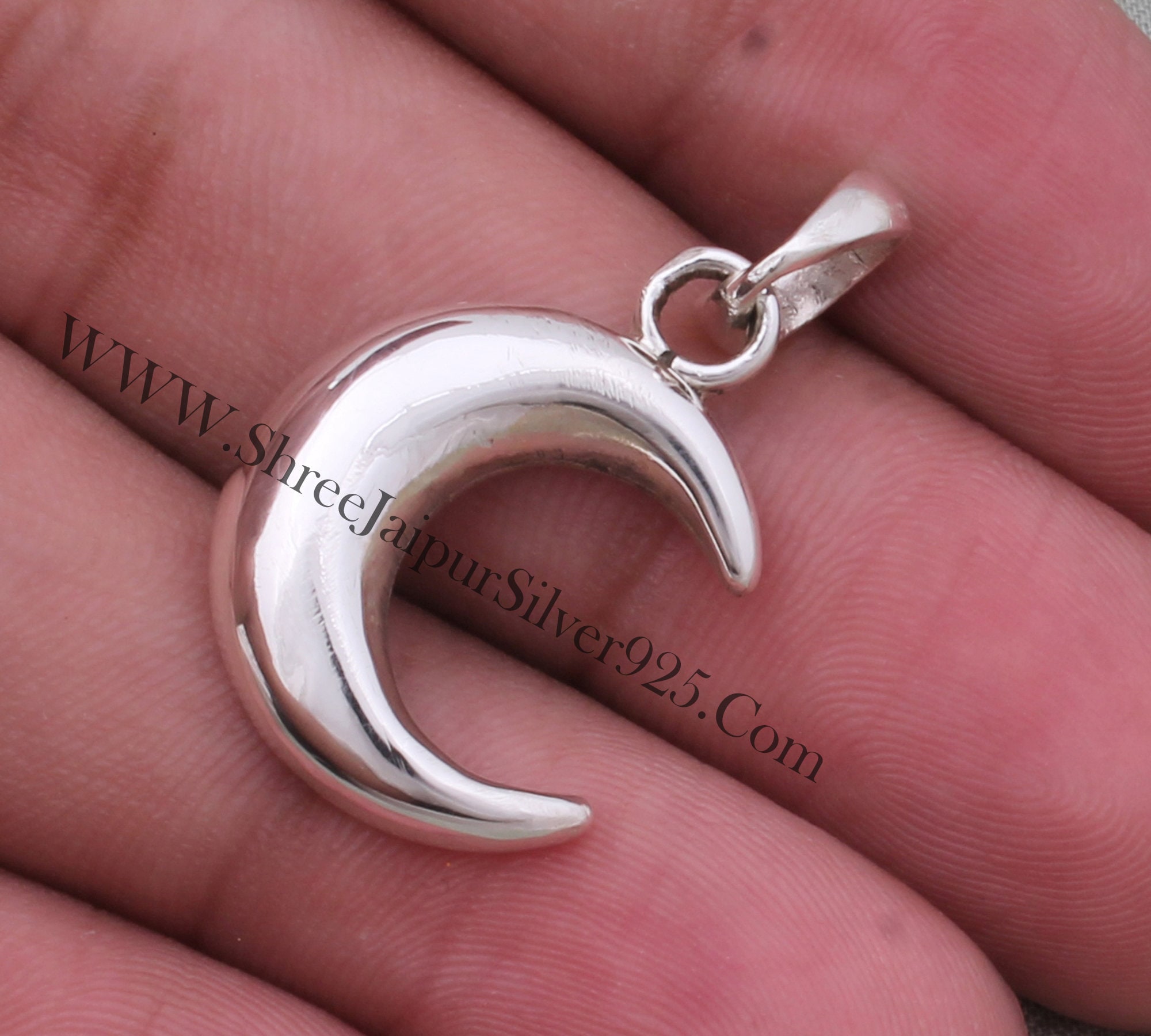 Handmade Sterling Silver Crescent Moon Pendant Necklace - Etsy