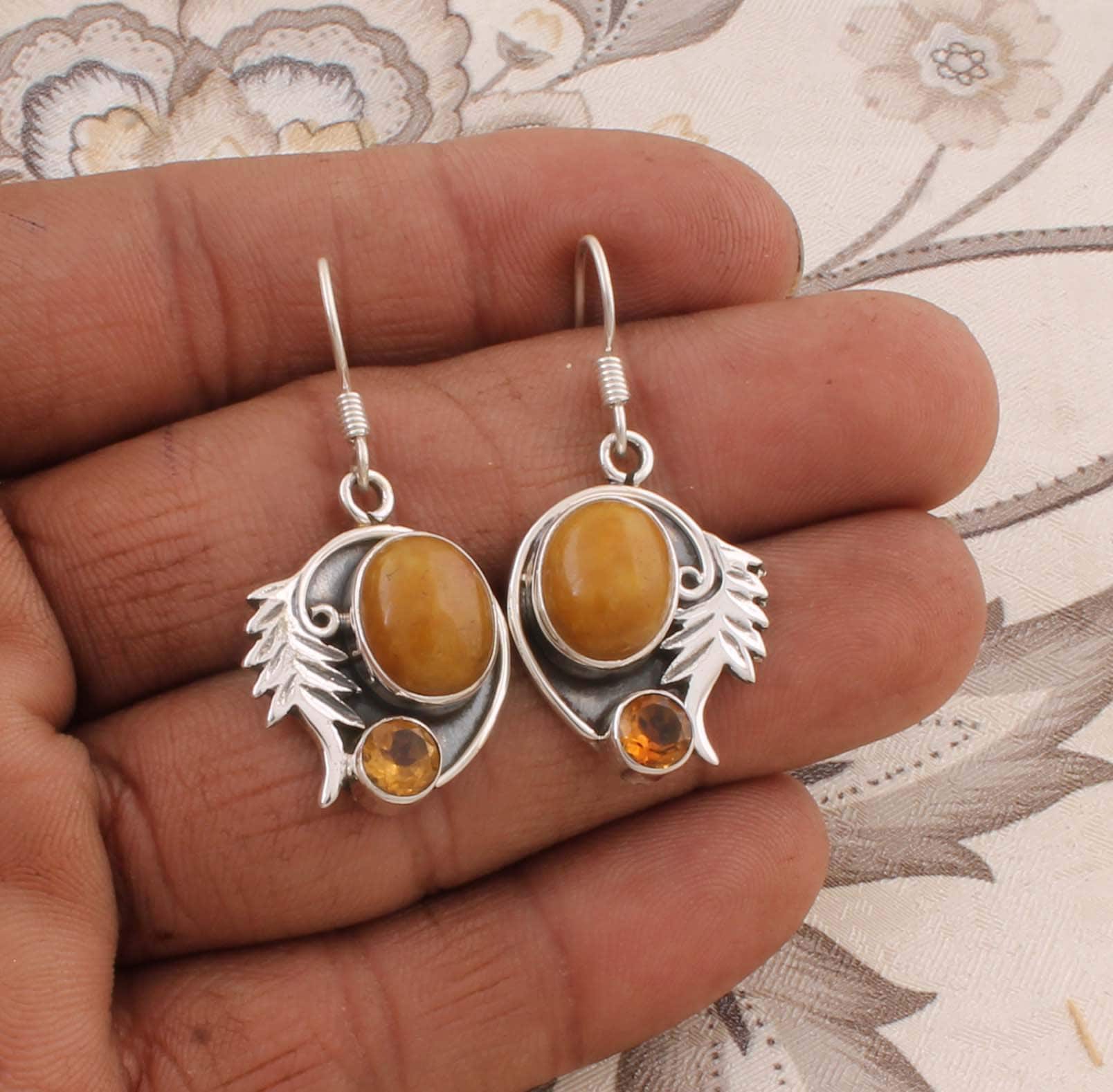 Solid 925-Sterling Solid Silver Earring With Larimar Gemstone Handcrafted Earring Antique Silver Earring Etsy Cyber-2021 Gift For You