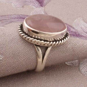 Natural Amazing Rose Quartz AAAQuality Gemstone Ring 925-Sterling Silver Ring,Engagement Ring,Antique Silver Ring,Middle Finger Ring image 8