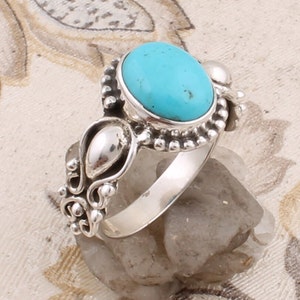 Solar Turquoise Top Quality Gemstone Ring Oval Cabochon Stone Boho Ring 925-Antique Silver Ring, Ring Finger Ring Etsy Cyber-2023Birthstone image 1