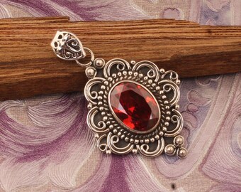 Collana In Argento 925 Con Granato Naturale E Ciondolo A Forma Di Ala D'angelo Custode, Catena 45,7 Cm, Regalo Per Mamma