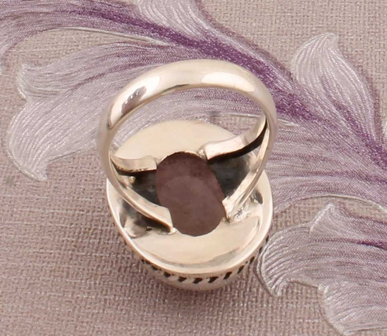 Natural Amazing Rose Quartz AAAQuality Gemstone Ring 925-Sterling Silver Ring,Engagement Ring,Antique Silver Ring,Middle Finger Ring image 6