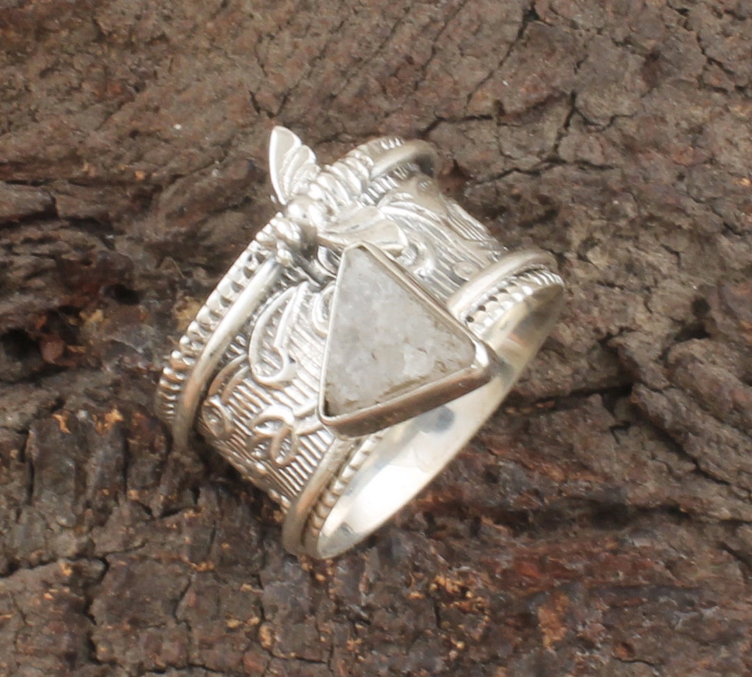 Handmade Sterling Silver Honey Bee Druzy Spinner Ring - Etsy