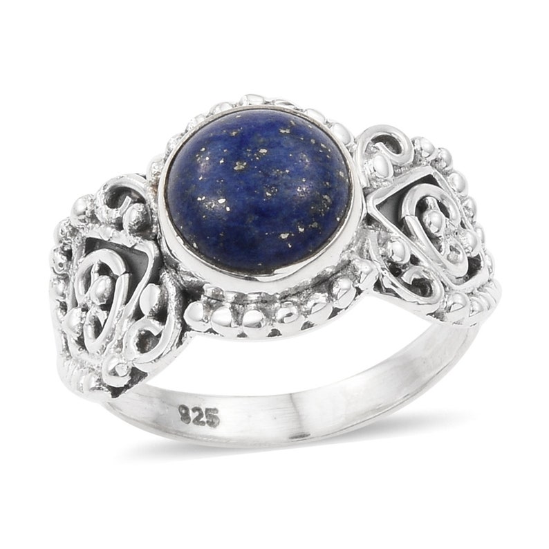 Natural Lapis AAA+Quality Gemstone Ring Round Stone Boho Ring 925-Sterling Solid Silver Ring,Middle Finger Ring Etsy Cyber Valentine/'s Day