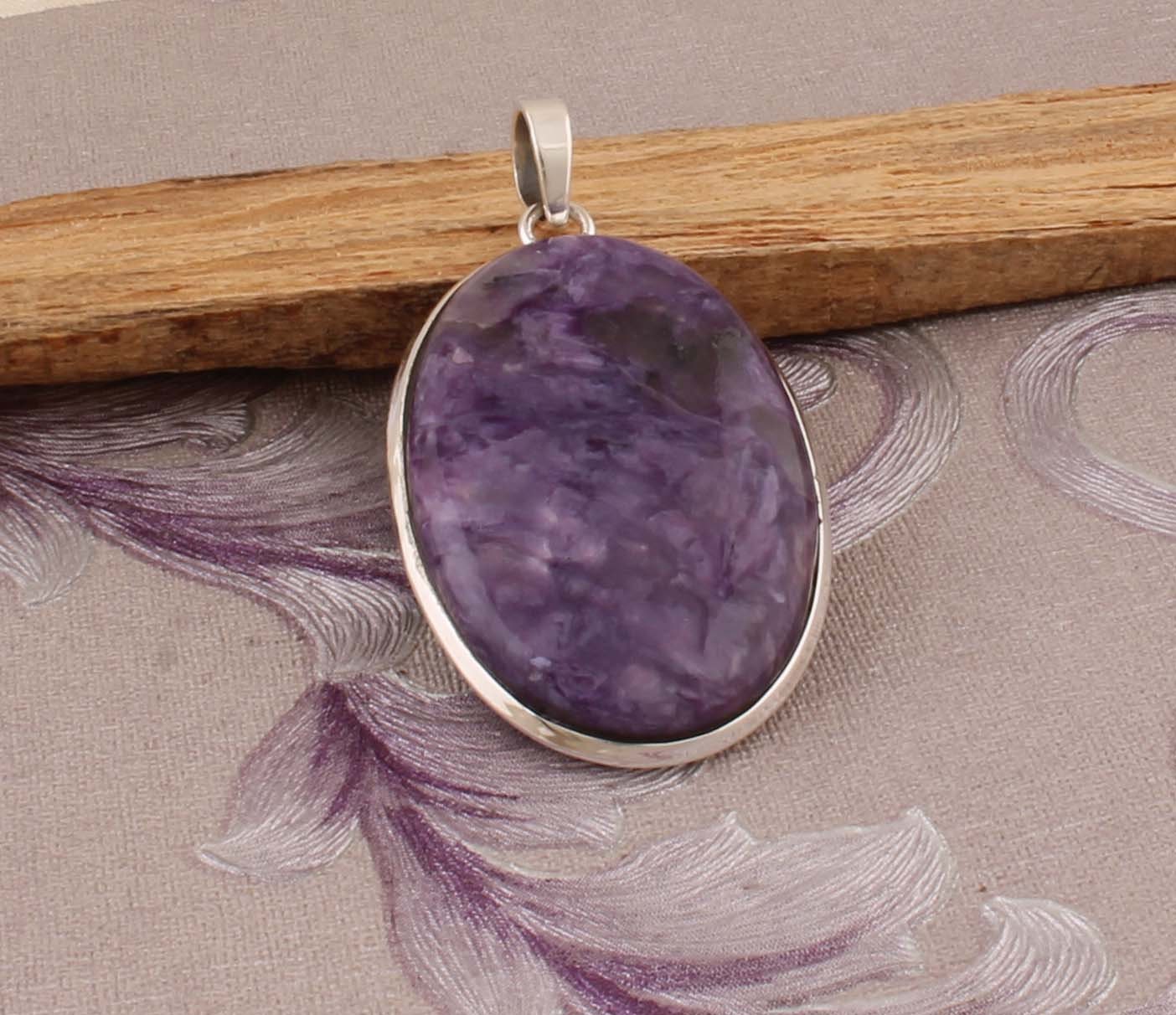 Top Quality Charoite Gemstone Pendant Oval Cabochon Stone | Etsy