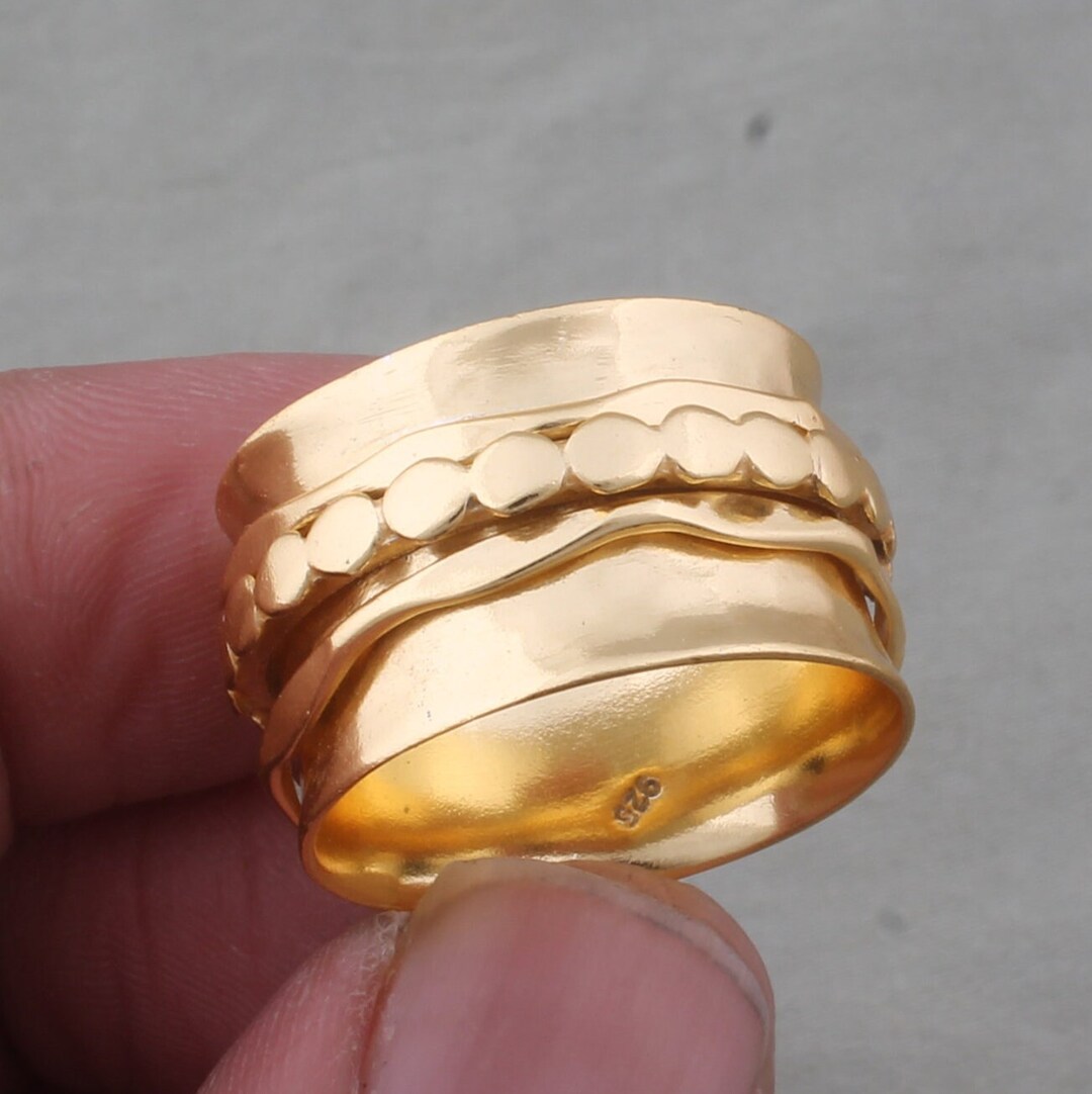 指輪・リング Chunky Ribbed Ring  Gold Ring - ANINE BING - 14k Gold Plate Chunky Ribbed Ring - Gold by ANINE BING at THE MILE
