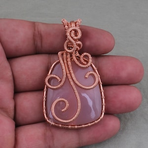 Rose Quartz Pendant Copper Wire Wrapped Pendant Rose Quartz Gemstone Pendant Jewelry Handmade Pendant Rose Quartz Jewelry Gift For Her Boho.