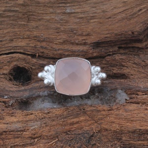 Sterling Silver Rose Quartz Ring: Dainty Gemstone Jewelry