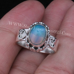 Ethiopian Opal Silver Artisan 925 Ring Handmade Ring 925 Sterling Silver Ring Oval Ethiopian Opal Ring Wedding Ring Fire Opal Ring 2024