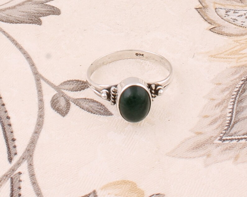 Handcrafted Ring With Natural Green Jade Gemstone Ring Cabochon /& Opaque Stone Boho Ring Girls Ring Finger Ring 925-Silver L#-283353-R