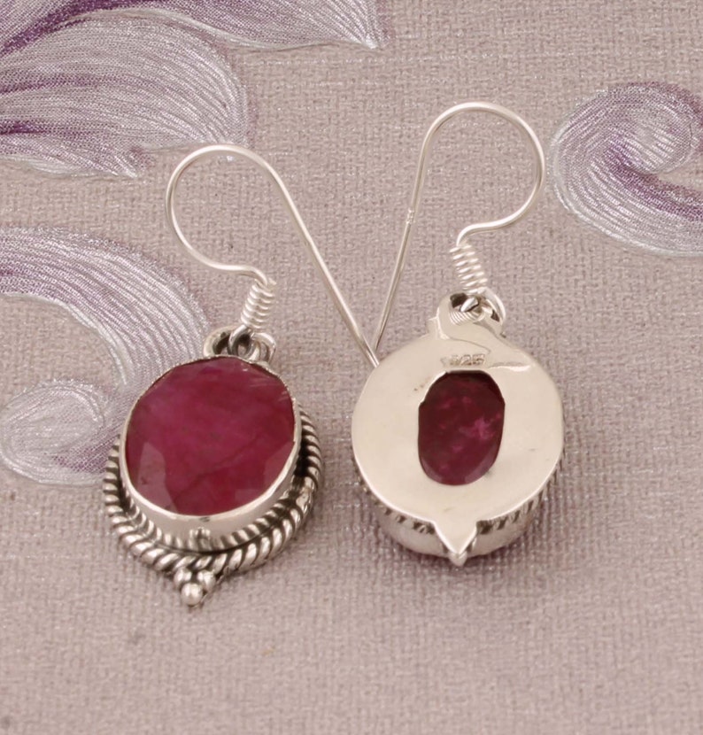 Amazing Ruby Top Quality Gemstone Earring925-Sterling Silver | Etsy