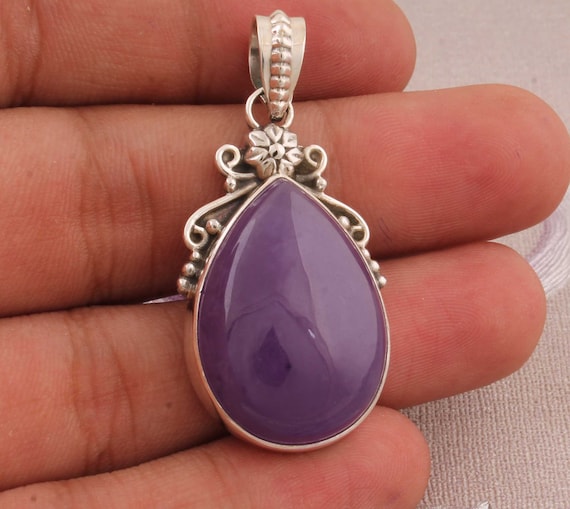Amazing Purple Jade Top Quality Gemstone Pendant 925-Sterling | Etsy