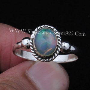 Fire Ethiopian Opal Band Ring Handmade Ring 925 Sterling Silver Ring Oval Ethiopian Opal Ring Best Friend Fire Opal Ring