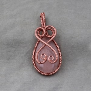 Rose Quartz Pendant Copper Wire Wrapped Pendant Rose Quartz Gemstone Pendant Jewelry Handmade Pendant Rose Quartz Jewelry Gift For Her Boho.
