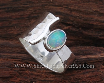 Etiopisk Opal Sterling Silverring - Handgjord Boho Statement